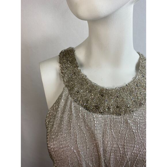 NWT! Cachet Beaded Silver Taupe Cocktail Dress 6 - Picture 2 of 8